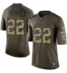 Men's Nike Tennessee Titans #22 Derrick Henry Elite Green Salute to Service NFL Jersey