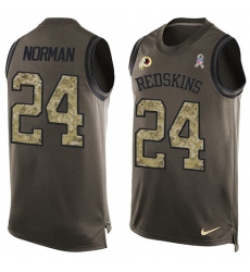 Men's Nike Washington Redskins #24 Josh Norman Limited Green Salute to Service Tank Top NFL Jersey