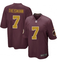 Men's Nike Washington Redskins #7 Joe Theismann Game Burgundy Red/Gold Number Alternate 80TH Anniversary NFL Jersey