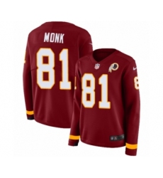 Women's Nike Washington Redskins #81 Art Monk Limited Burgundy Therma Long Sleeve NFL Jersey
