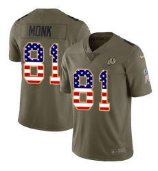 Youth Nike Washington Redskins #81 Art Monk Limited Olive/USA Flag 2017 Salute to Service NFL Jersey
