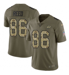 Youth Nike Washington Redskins #86 Jordan Reed Limited Olive/Camo 2017 Salute to Service NFL Jersey