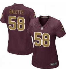 Women's Nike Washington Redskins #58 Junior Galette Game Burgundy Red/Gold Number Alternate 80TH Anniversary NFL Jersey