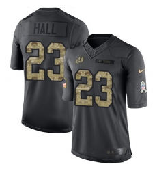 Men's Nike Washington Redskins #23 DeAngelo Hall Limited Black 2016 Salute to Service NFL Jersey