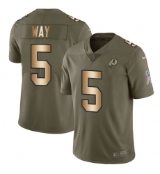 Youth Nike Washington Redskins #5 Tress Way Limited Olive/Gold 2017 Salute to Service NFL Jersey