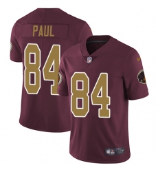 Youth Nike Washington Redskins #84 Niles Paul Elite Burgundy Red/Gold Number Alternate 80TH Anniversary NFL Jersey