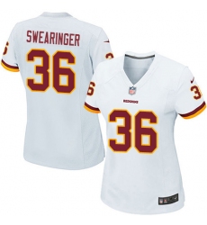 Women's Nike Washington Redskins #36 D.J. Swearinger Game White NFL Jersey