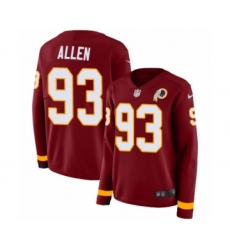 Women's Nike Washington Redskins #93 Jonathan Allen Limited Burgundy Therma Long Sleeve NFL Jersey