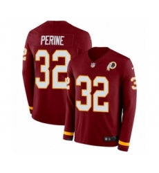 Men's Nike Washington Redskins #32 Samaje Perine Limited Burgundy Therma Long Sleeve NFL Jersey