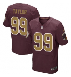 Men's Nike Washington Redskins #99 Phil Taylor Elite Burgundy Red/Gold Number Alternate 80TH Anniversary NFL Jersey