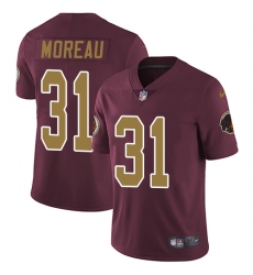 Men's Nike Washington Redskins #31 Fabian Moreau Burgundy Red/Gold Number Alternate 80TH Anniversary Vapor Untouchable Limited Player NFL Jersey