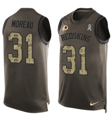 Men's Nike Washington Redskins #31 Fabian Moreau Limited Green Salute to Service Tank Top NFL Jersey