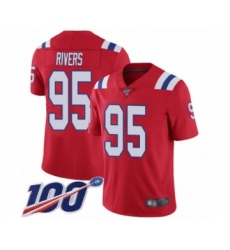 Men's New England Patriots #95 Derek Rivers Red Alternate Vapor Untouchable Limited Player 100th Season Football Jersey