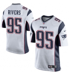 Men's Nike New England Patriots #95 Derek Rivers Game White NFL Jersey