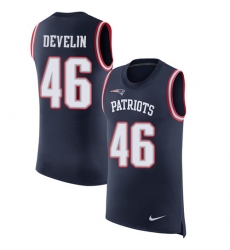 Men's Nike New England Patriots #46 James Develin Limited Navy Blue Rush Player Name & Number Tank Top NFL Jersey