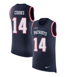 Men's Nike New England Patriots #14 Brandin Cooks Limited Navy Blue Rush Player Name & Number Tank Top NFL Jersey