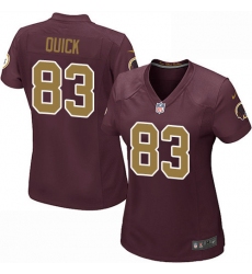 Women's Nike Washington Redskins #83 Brian Quick Game Burgundy Red/Gold Number Alternate 80TH Anniversary NFL Jersey