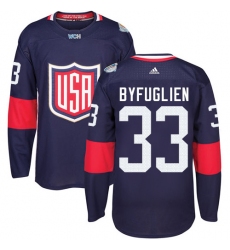 Youth Adidas Team USA #33 Dustin Byfuglien Authentic Navy Blue Away 2016 World Cup Ice Hockey Jersey