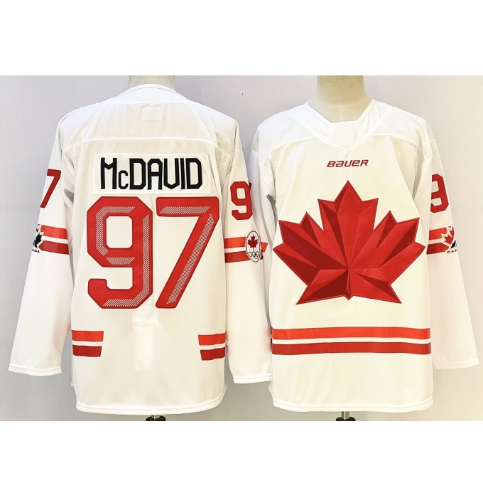 Men's Canada Hockey #97 Connor McDavid White Stitched Jersey