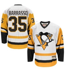 Men's CCM Pittsburgh Penguins #35 Tom Barrasso Premier White Throwback NHL Jersey