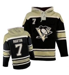 Men's Old Time Hockey Pittsburgh Penguins #7 Paul Martin Authentic Black Sawyer Hooded Sweatshirt NHL Jersey