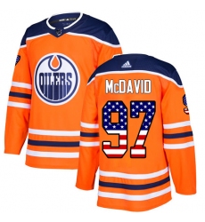 Youth Adidas Edmonton Oilers #97 Connor McDavid Authentic Orange USA Flag Fashion NHL Jersey