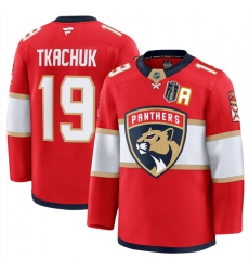 Men's Florida Panthers #19 Matthew Tkachuk Red 2025 Stanley Cup Final Stitched Hockey Jersey