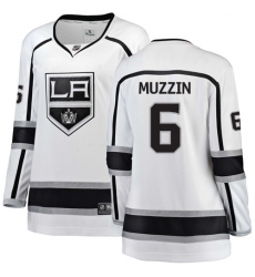 Women's Los Angeles Kings #6 Jake Muzzin Authentic White Away Fanatics Branded Breakaway NHL Jersey