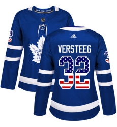 Women's Adidas Toronto Maple Leafs #32 Kris Versteeg Authentic Royal Blue USA Flag Fashion NHL Jersey
