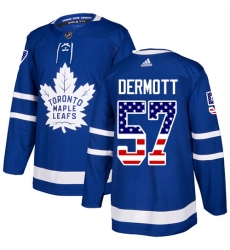 Youth Adidas Toronto Maple Leafs #57 Travis Dermott Authentic Royal Blue USA Flag Fashion NHL Jersey