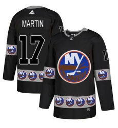 Men's Adidas New York Islanders #17 Matt Martin Authentic Black Team Logo Fashion NHL Jersey