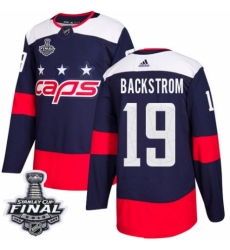 Men's Adidas Washington Capitals #19 Nicklas Backstrom Authentic Navy Blue 2018 Stadium Series 2018 Stanley Cup Final NHL Jersey