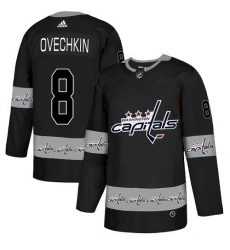Men's Adidas Washington Capitals #8 Alex Ovechkin Authentic Black Team Logo Fashion NHL Jersey