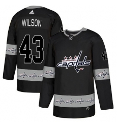 Men's Adidas Washington Capitals #43 Tom Wilson Authentic Black Team Logo Fashion NHL Jersey