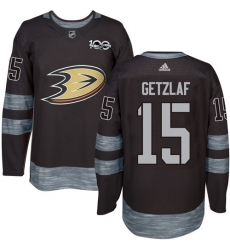 Men's Adidas Anaheim Ducks #15 Ryan Getzlaf Authentic Black 1917-2017 100th Anniversary NHL Jersey