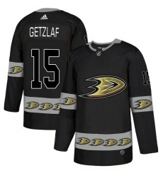Men's Adidas Anaheim Ducks #15 Ryan Getzlaf Premier Black Team Logo Fashion NHL Jersey