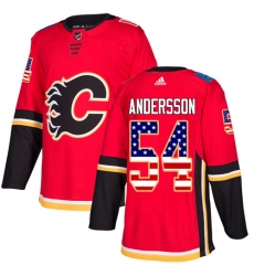 Men's Adidas Calgary Flames #54 Rasmus Andersson Authentic Red USA Flag Fashion NHL Jersey