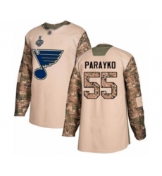 Men's St. Louis Blues #55 Colton Parayko Authentic Camo Veterans Day Practice 2019 Stanley Cup Final Bound Hockey Jersey