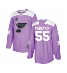 Men's St. Louis Blues #55 Colton Parayko Authentic Purple Fights Cancer Practice 2019 Stanley Cup Final Bound Hockey Jersey