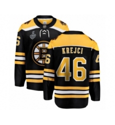 Men's Boston Bruins #46 David Krejci Authentic Black Home Fanatics Branded Breakaway 2019 Stanley Cup Final Bound Hockey Jersey