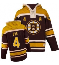 Men's Old Time Hockey Boston Bruins #4 Bobby Orr Premier Black Sawyer Hooded Sweatshirt NHL Jersey