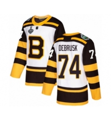 Youth Boston Bruins #74 Jake DeBrusk Authentic White Winter Classic 2019 Stanley Cup Final Bound Hockey Jersey