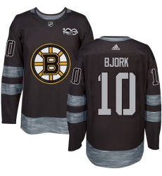 Men's Adidas Boston Bruins #10 Anders Bjork Premier Black 1917-2017 100th Anniversary NHL Jersey