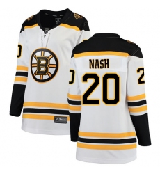 Women's Boston Bruins #20 Riley Nash Authentic White Away Fanatics Branded Breakaway NHL Jersey