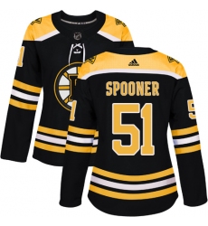 Women's Adidas Boston Bruins #51 Ryan Spooner Authentic Black Home NHL Jersey