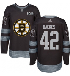 Men's Adidas Boston Bruins #42 David Backes Authentic Black 1917-2017 100th Anniversary NHL Jersey