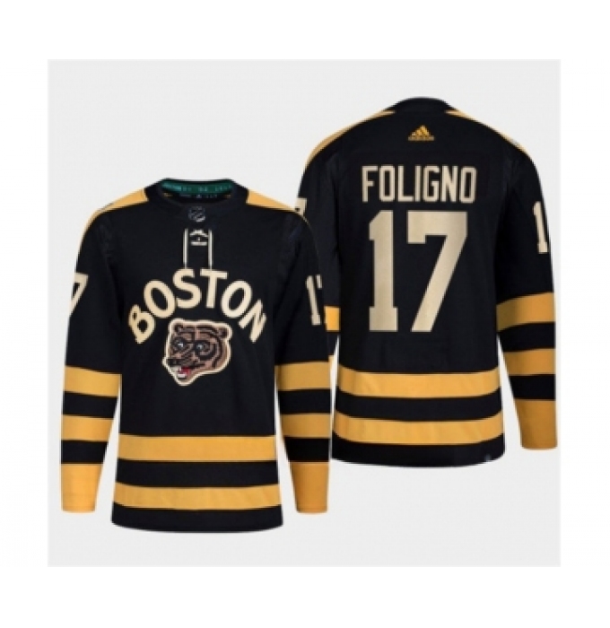 Men's Boston Bruins #17 Nick Foligno Black Classic Primegreen Stitched Jersey