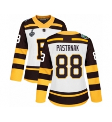 Women's Boston Bruins #88 David Pastrnak Authentic White Winter Classic 2019 Stanley Cup Final Bound Hockey Jersey