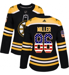 Women's Adidas Boston Bruins #86 Kevan Miller Authentic Black USA Flag Fashion NHL Jersey