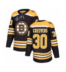 Men's Boston Bruins #30 Gerry Cheevers Authentic Black Home 2019 Stanley Cup Final Bound Hockey Jersey